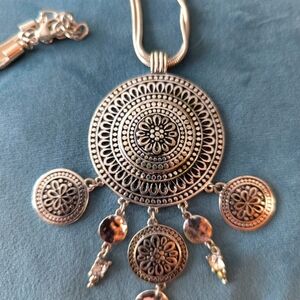 Intricate Silver Medallion Necklace